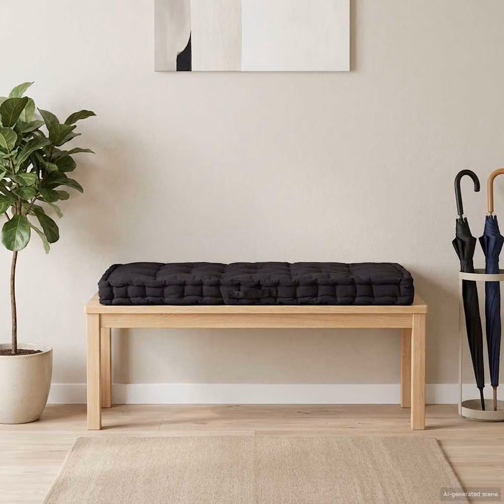 vidaXL Cuscino per Pallet e Pavimento in Cotone Nero L: 120 cm, P: 80 cm, H: 10 cm