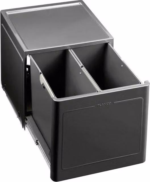 Separatore rifiuti in plastica; nero, 45 cm, mobile inferiore
