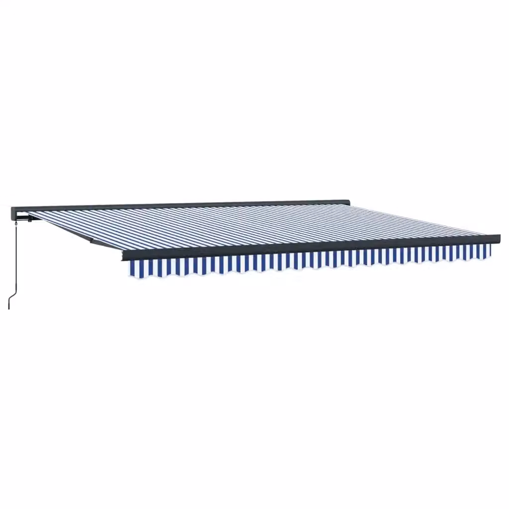 Tenda retrattile manuale VIDAXL in alluminio e poliestere, Blu e Bianco, L 400 cm x P 300 cm – 2