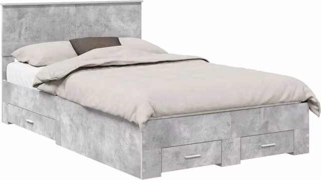 Letto matrimoniale | Letto per adulti | Struttura del letto con testiera Grigio cemento 135 x 190 cm