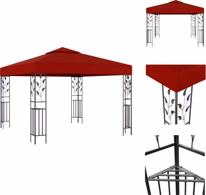 vidaXL Padiglione 3x3 m rosso vino - Padiglioni e tendoni per feste