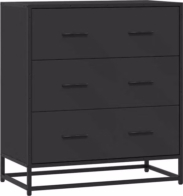 Credenza | Madia | Buffet da pranzo | Armadio da pranzo Rovere Nera 68x35x76 cm in Truciolato e Metallo
