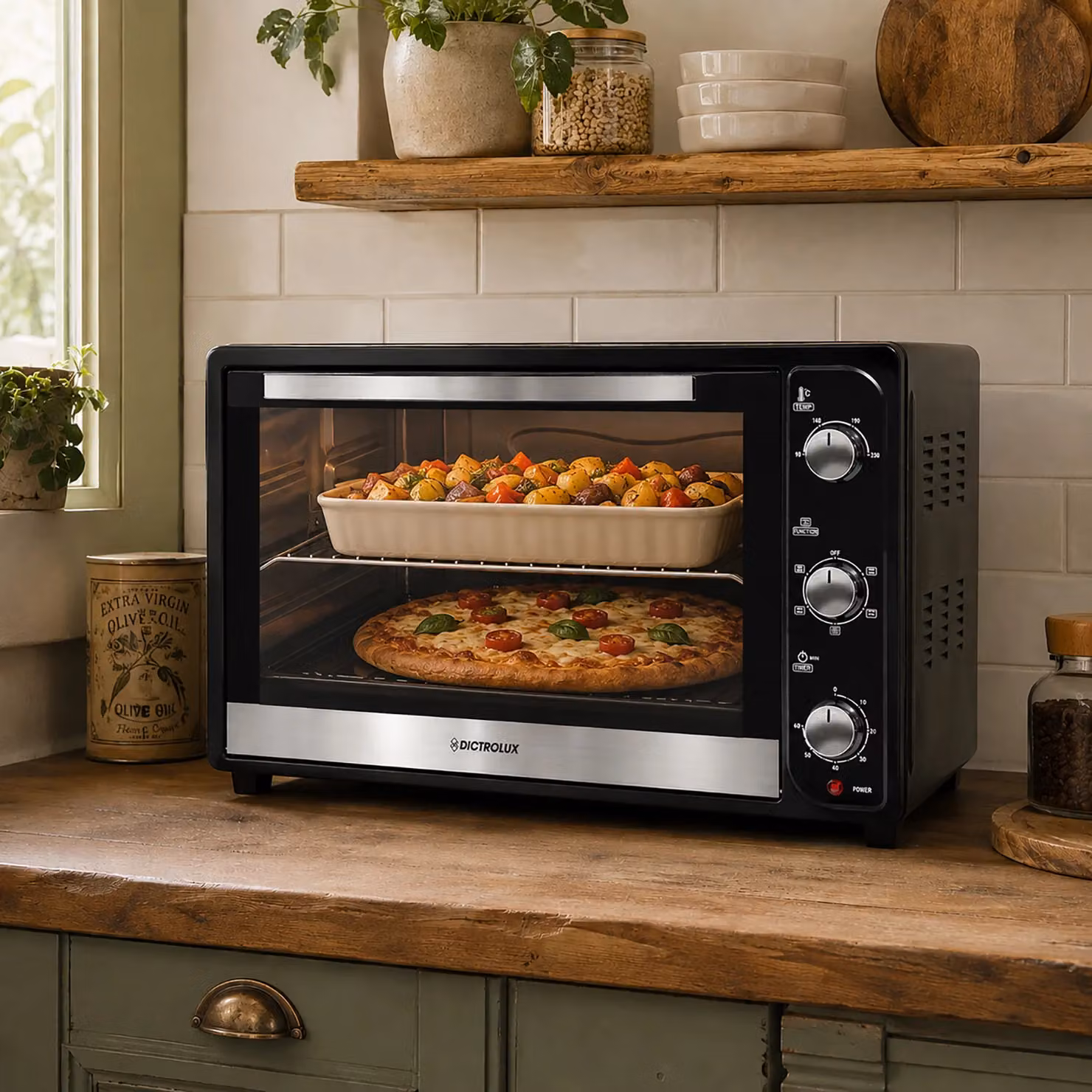 Forno Elettrico Ventilato Dictrolux Maxiroast da 66 Litri, 2200 Watt, Nero – 2