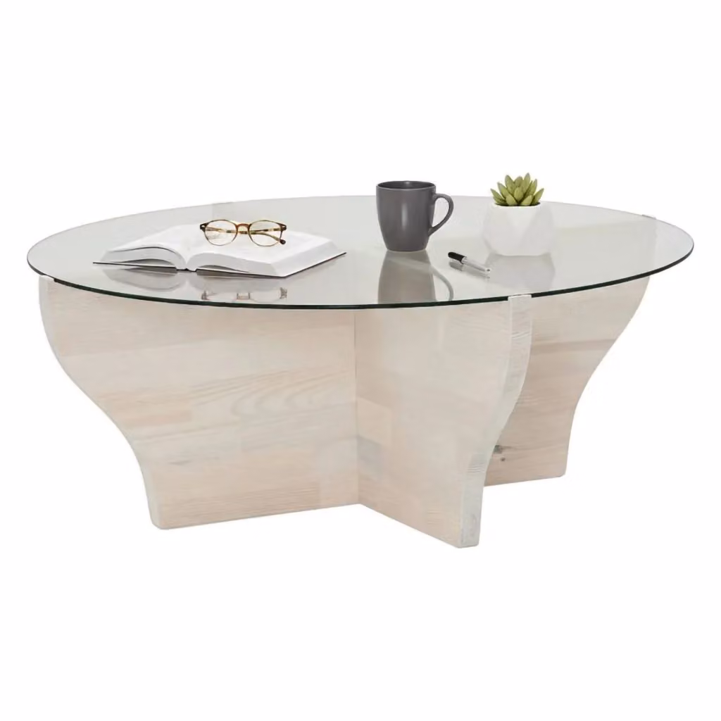 Tavolino da salotto Califfi DMORA rotondo bianco e trasparente L: 92 cm, P: 92 cm, H: 36 cm – 2