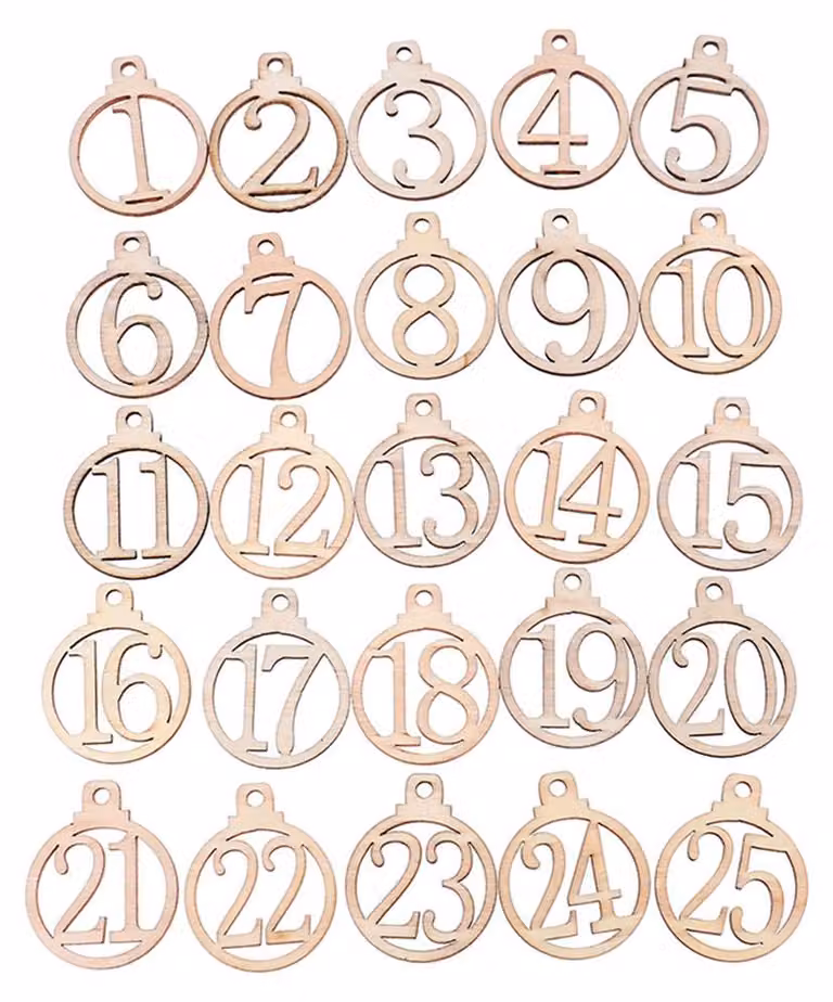 25 cartellini per calendario dell'Avvento in legno, 1-25, regalo dell'Avvento, casa, festa