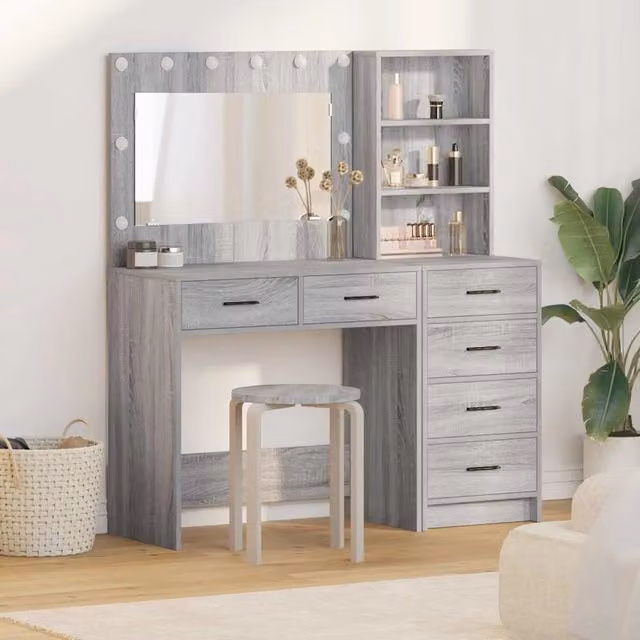 Tavolo da Trucco 2 pz Grigio chiaro 78.5 x 41 x 135 cm 3334196