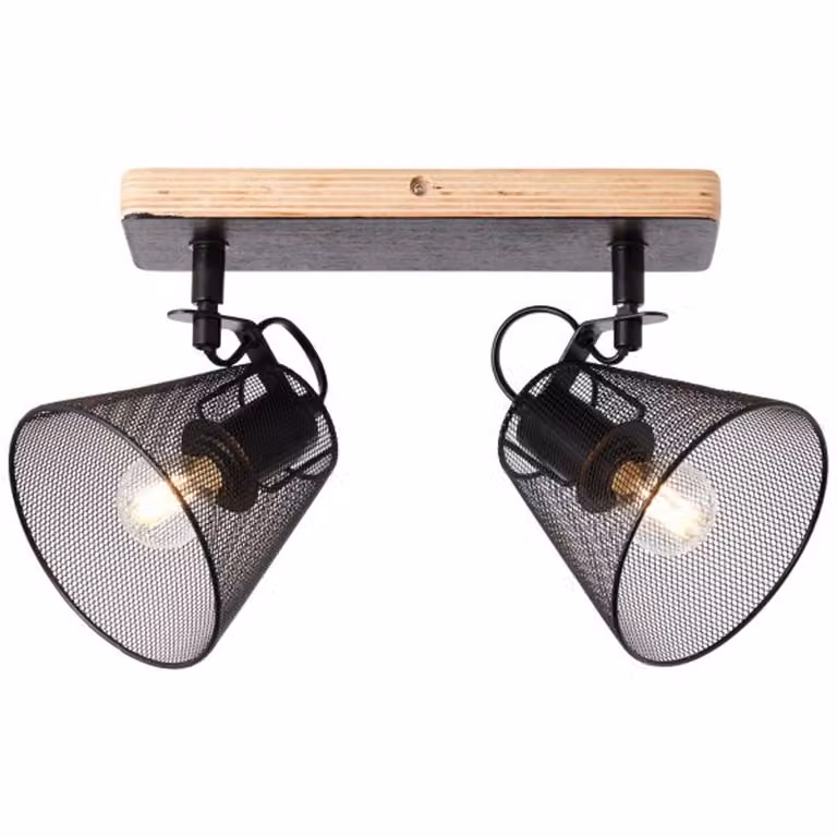 BRILLANTE barra nera per faretti WHOLE | plafoniera con 2x presa E14 max. 40W | teste orientabili| metallo/legno