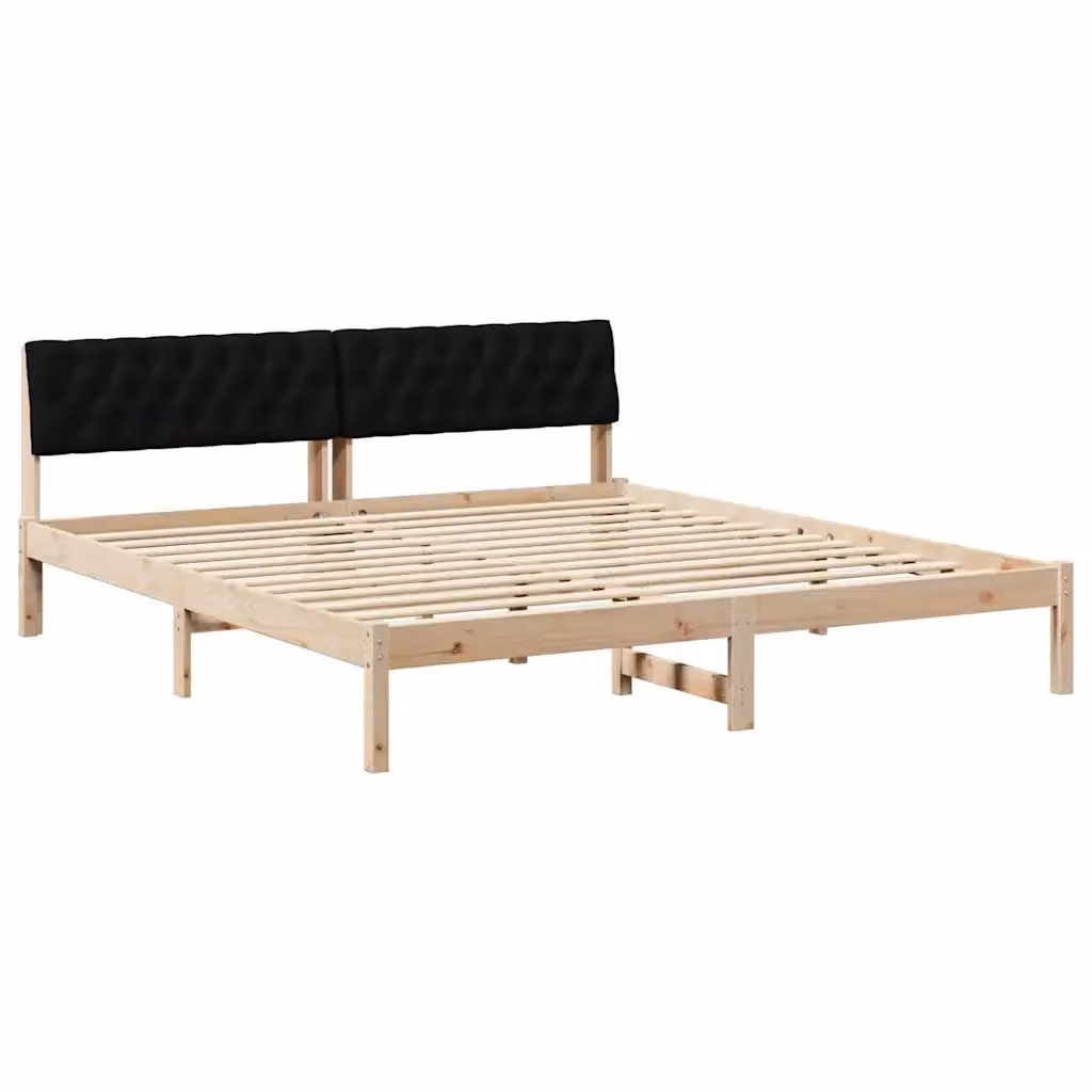 Struttura del letto con testiera moderna vidaXL in legno di pino, marrone e nero, L 180 x P 200 cm – 2