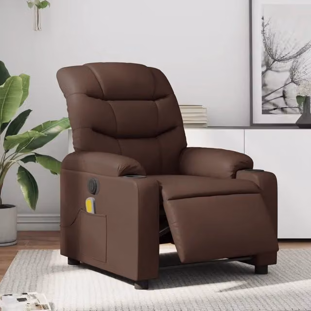 Poltrona Massaggiante Elettrica Relax vidaXL in Similpelle Marrone con Braccioli