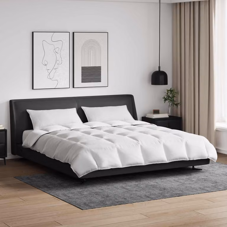 Set di 3 piumoni e cuscini vidaXL in cotone e piuma d'anatra, colore bianco piuma, ideale per tutto l'anno