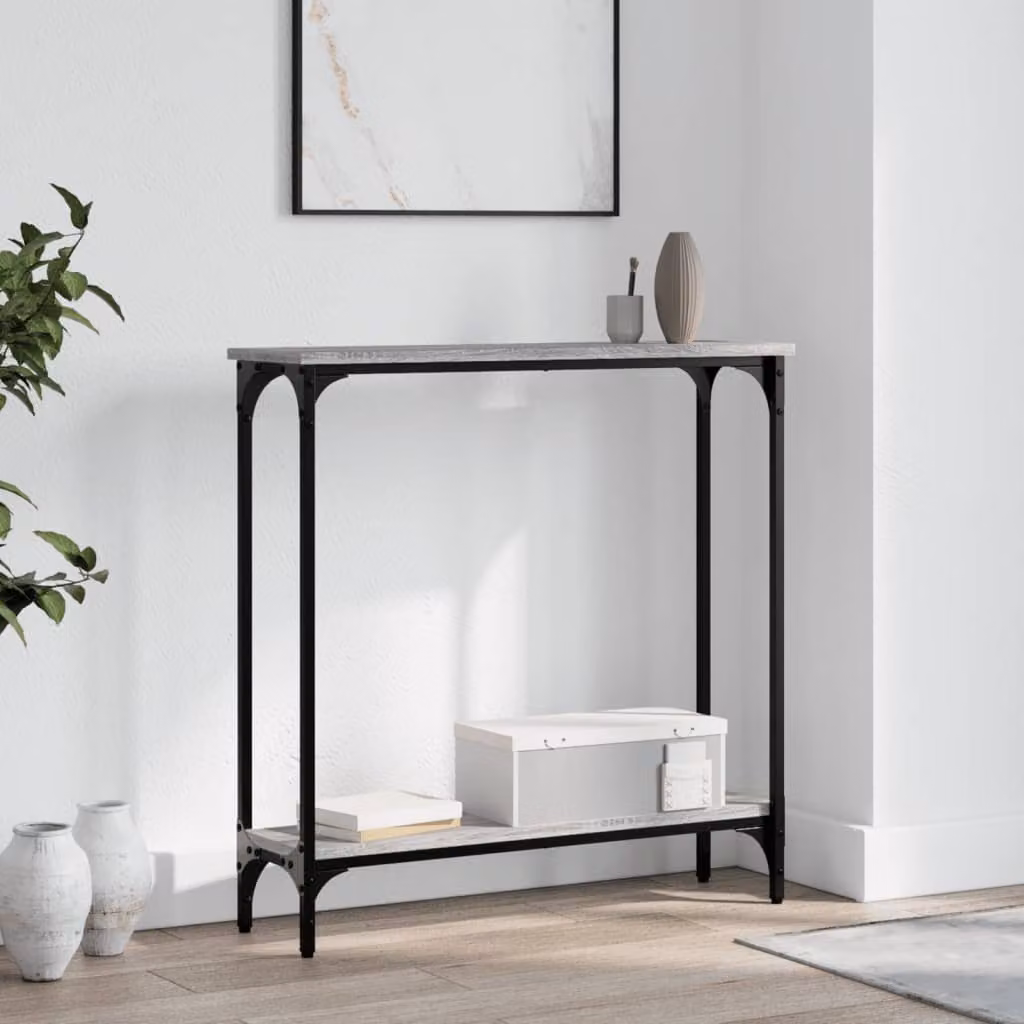 vidaXL Tavolino Consolle Grigio in Legno Multistrato, L 75 cm x P 22,5 cm x H 75 cm