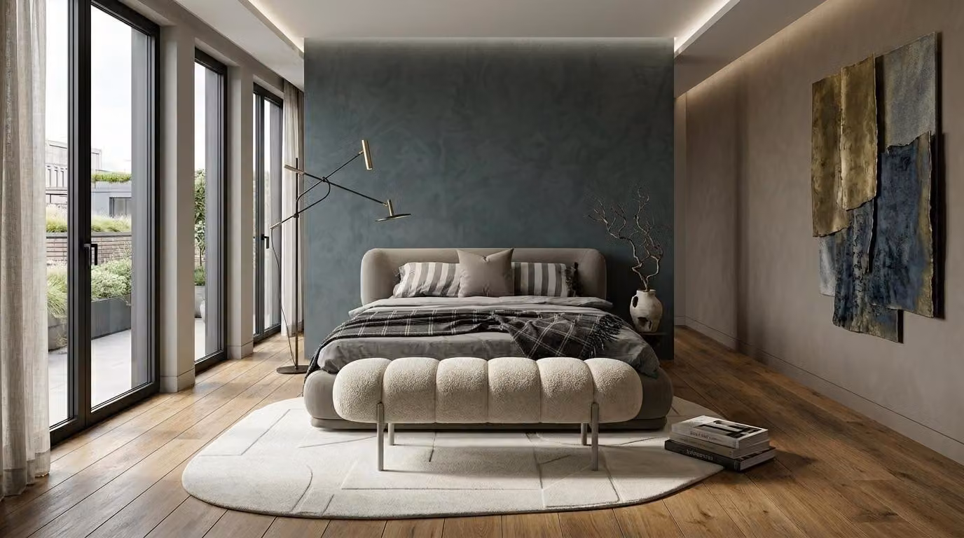 Bett Bank: camera da letto, stile moderno, grigio, confortevole e accogliente