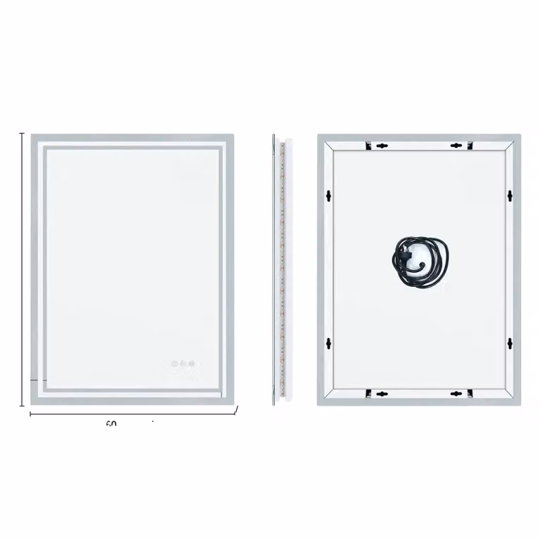 Specchio da bagno, illuminazione a LED, tecnologia antiappannamento, 23,6 x 31,5 pollici