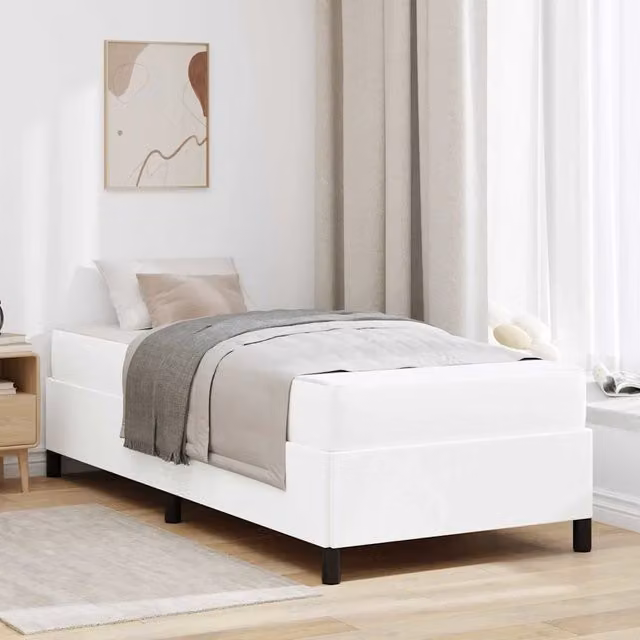 Letto moderno vidaXL con materasso e struttura imbottita in tessuto bianco L: 100 cm, P: 200 cm, H: 203 cm