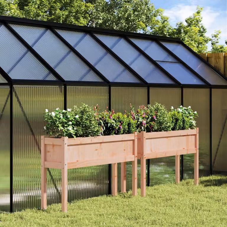 Set di 2 fioriere rialzate da giardino vidaXL in legno di Douglas marrone