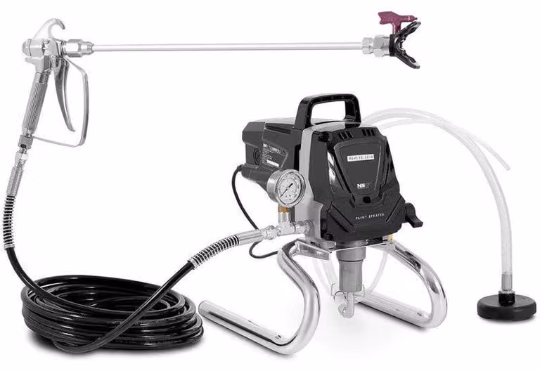 Spruzzatore a spruzzo – 1010W. Sistema di verniciatura a spruzzo – Pressione di spruzzo: 20 MPa – Tubo flessibile: 10 metri – Pistola a spruzzo
