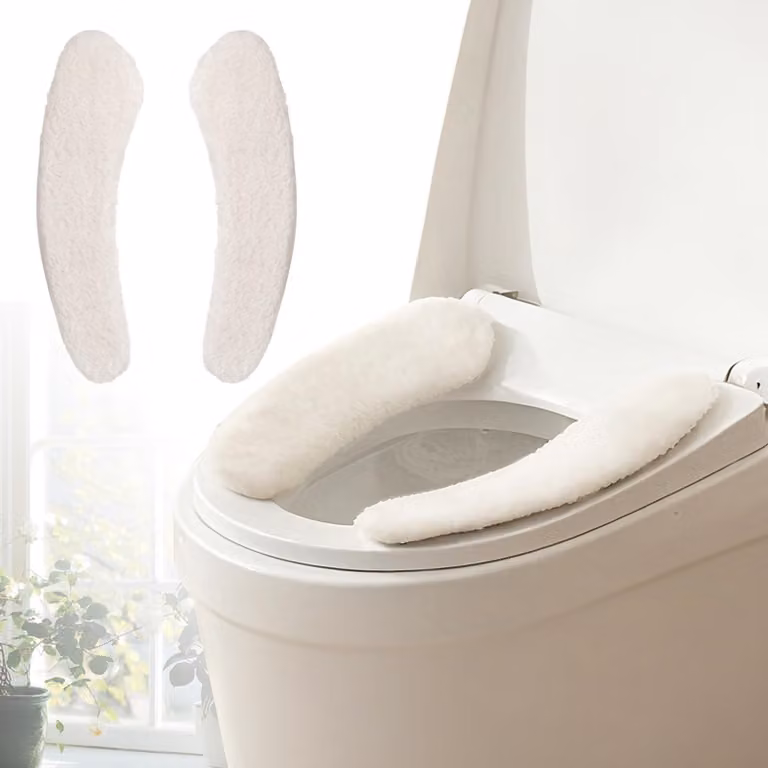 Omgoods - Copridiabiti per WC, cuscino lavabile e confortevole, colore bianco