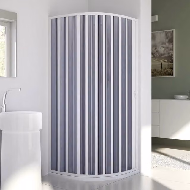 Box Doccia Semicircolare Sharp Laterale in PVC con Raggio 38, L/P/H: 75 x 75 x 185 cm