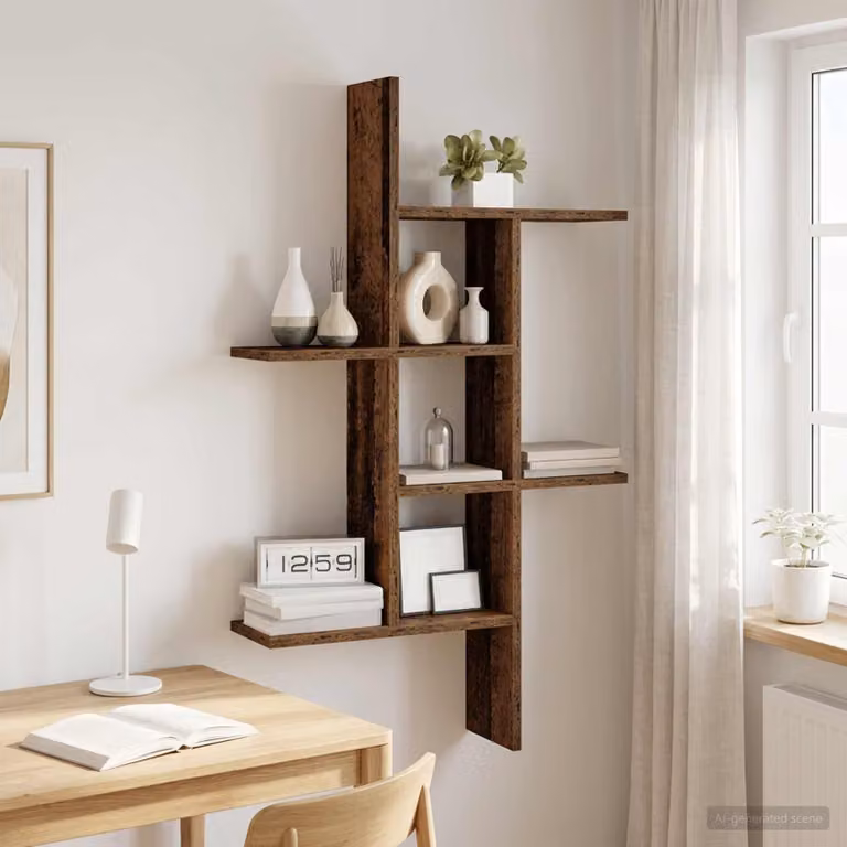 Scaffale da parete vidaXL in legno marrone stile moderno L: 61 cm, P: 15 cm, H: 102 cm