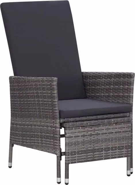 Set Divani da Giardino 3 pz con Cuscini in Polyrattan Grigio 3059373