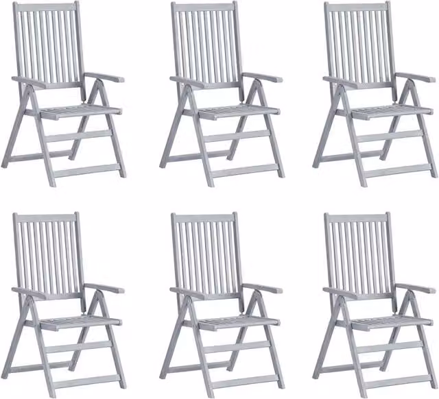 Sedie da Giardino Reclinabili 6 pz con Cuscini Massello Acacia 3065324