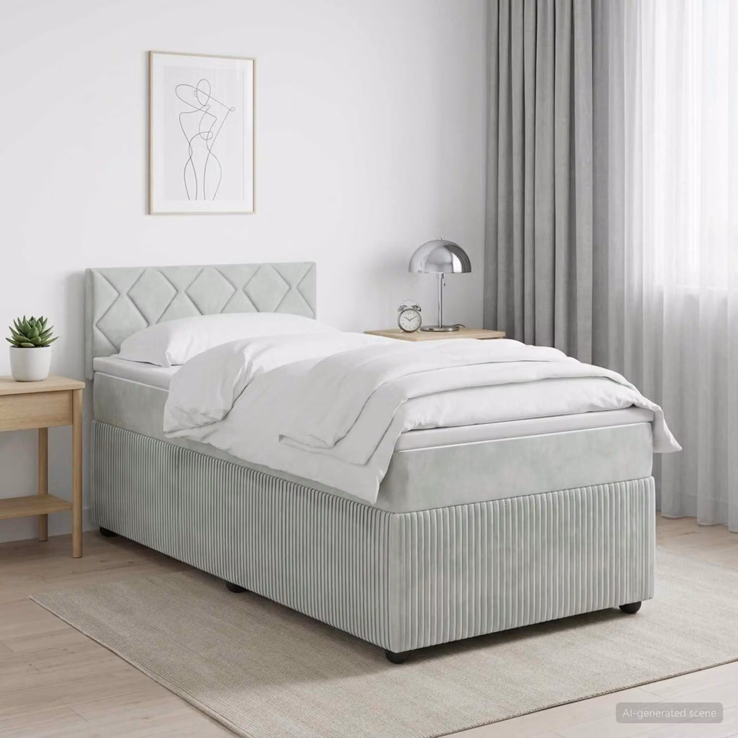 Maison Exclusive - Letto boxspring con materasso Grigio chiaro 90 x 200 cm Velluto
