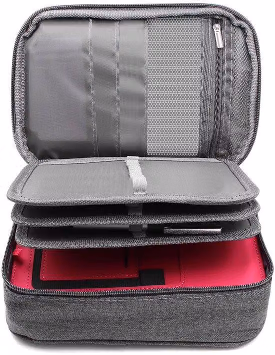 Astuccio grigio a 72 scomparti, 23x16x7 cm, portatile, smontabile, grande