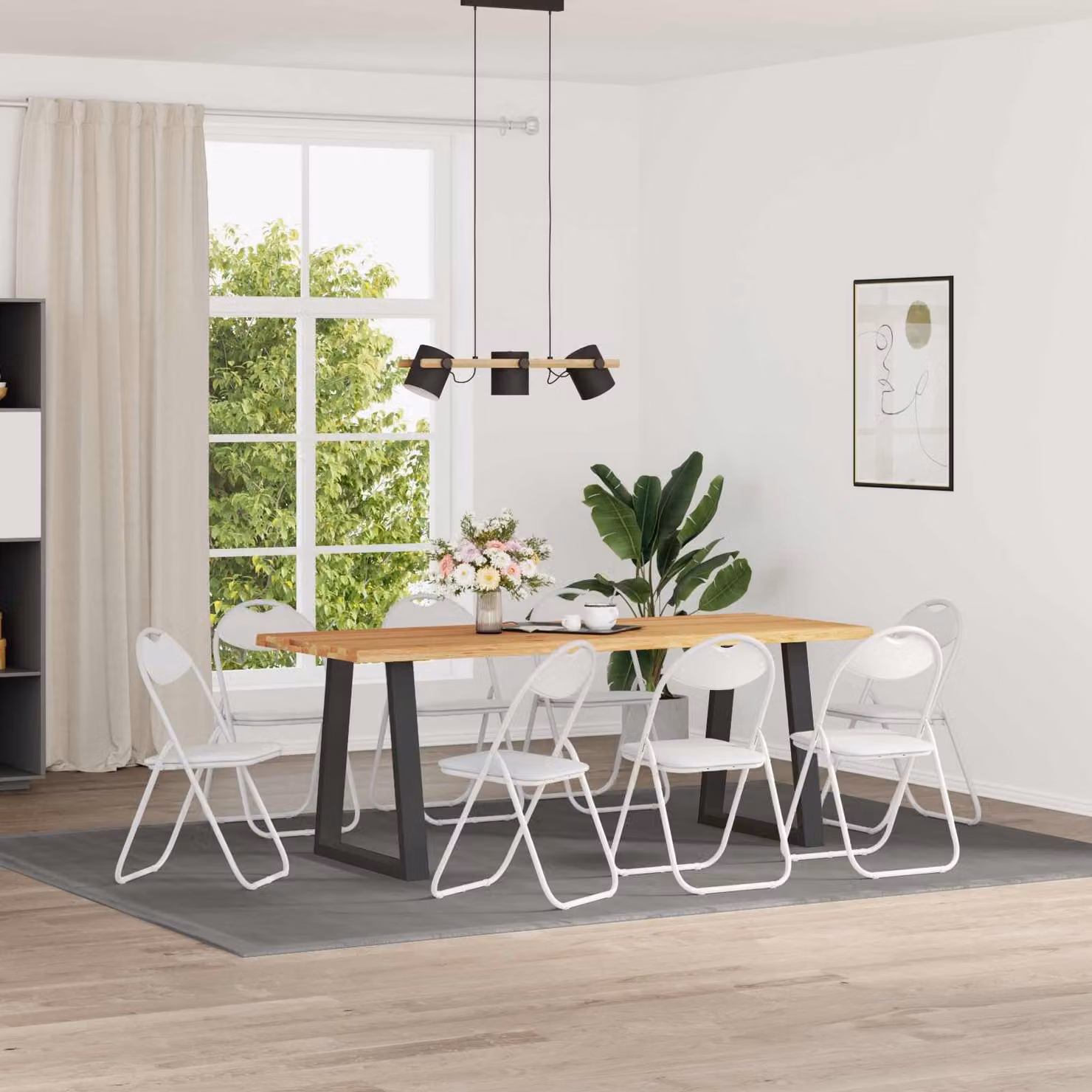 Set di 8 sedie pieghevoli vidaXL in pelle sintetica bianca, impilabili per sala da pranzo o ufficio, L: 48 cm, P: 43,5 cm, H: 81 cm