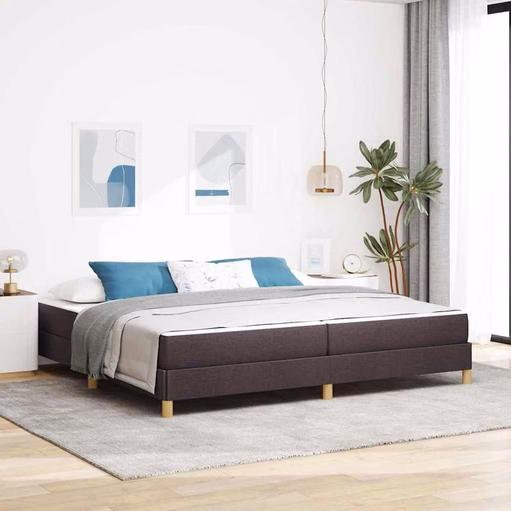 Maison Exclusive - Letto boxspring con materasso marrone scuro 200 x 200 cm Tessuto