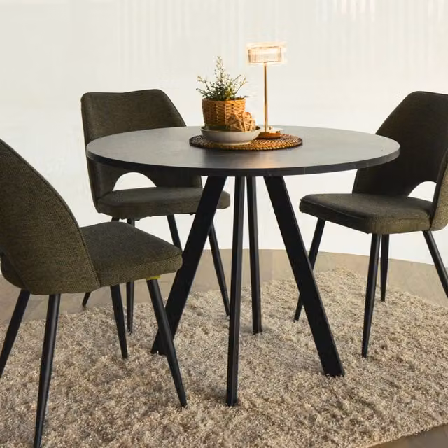SET 4 SEDIA ASOLA TESSUTO VERDE GAMBE NERE