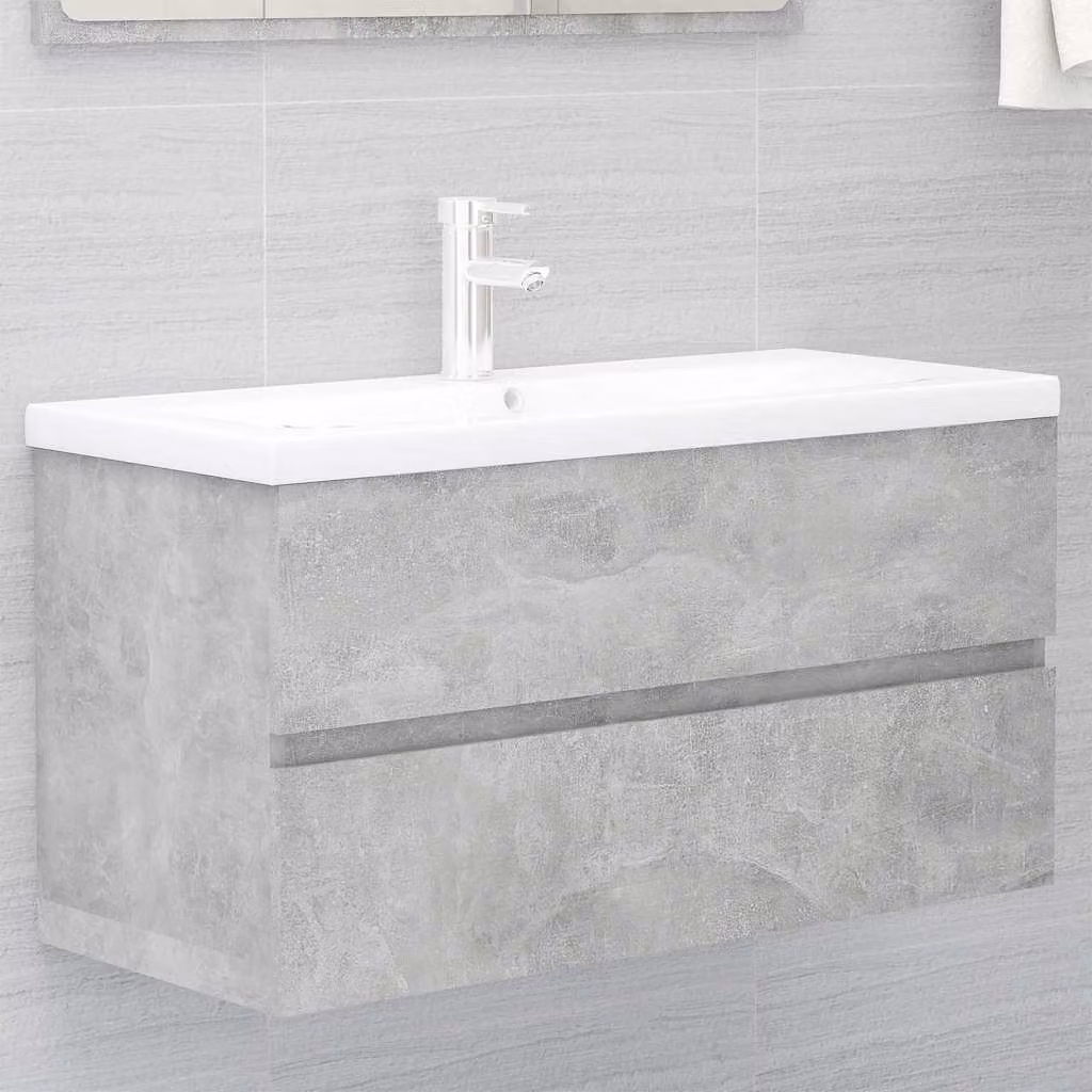 Mobile con Lavabo Integrato vidaXL Moderno in Legno e MDF Grigio e Bianco H: 90 cm, L: 45 cm, P: 38,5 cm