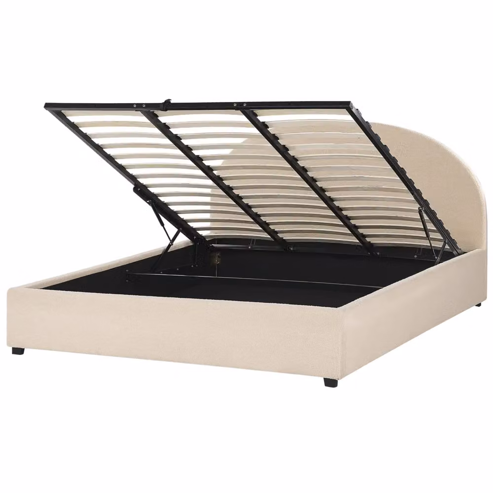 Letto con contenitore BELIANI in velluto beige stile retro con base lift up L/P: 180 x 200 cm – 2