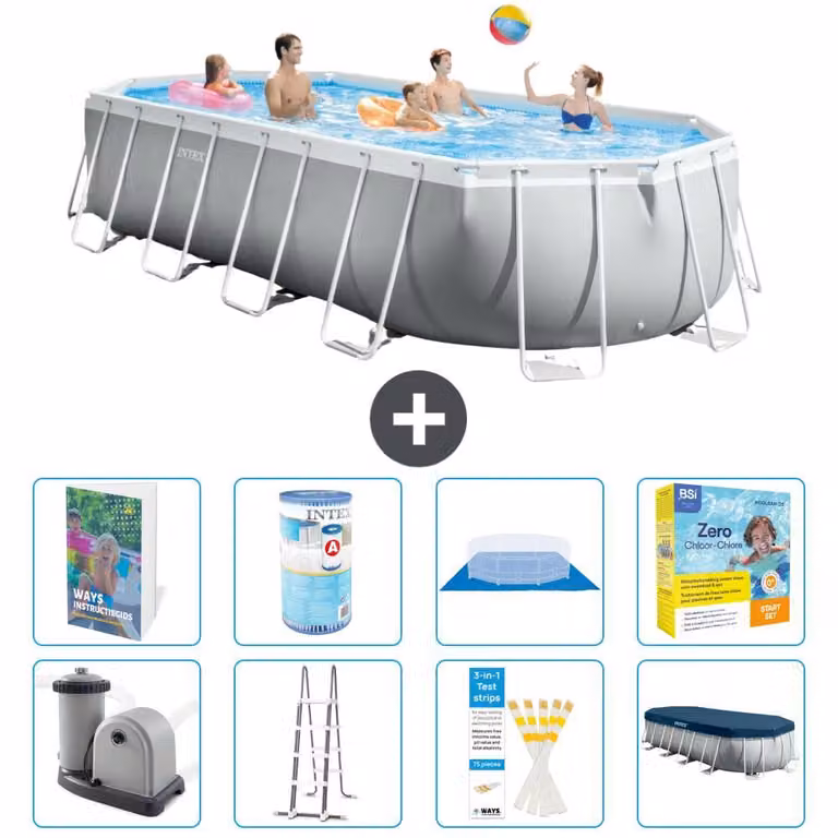 Piscina fuori terra ovale "Prism Frame" - 610x305x122 cm - 7 pezzi - Modello S572