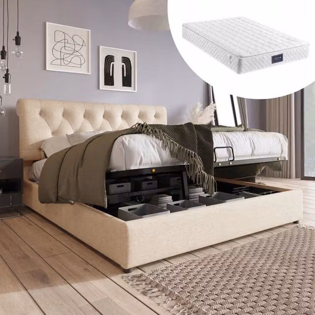 Letto imbottito regolabile - Xylo - 140x200 con testiera regolabile e telaio