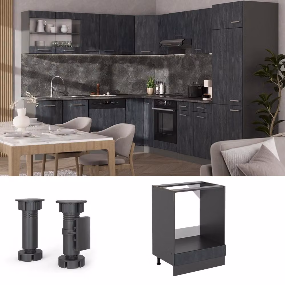 Mobile per forno da incasso Vicco R-Line Calce nera e Antracite L: 60 cm, P: 60 cm, H: 81,6 cm – 2