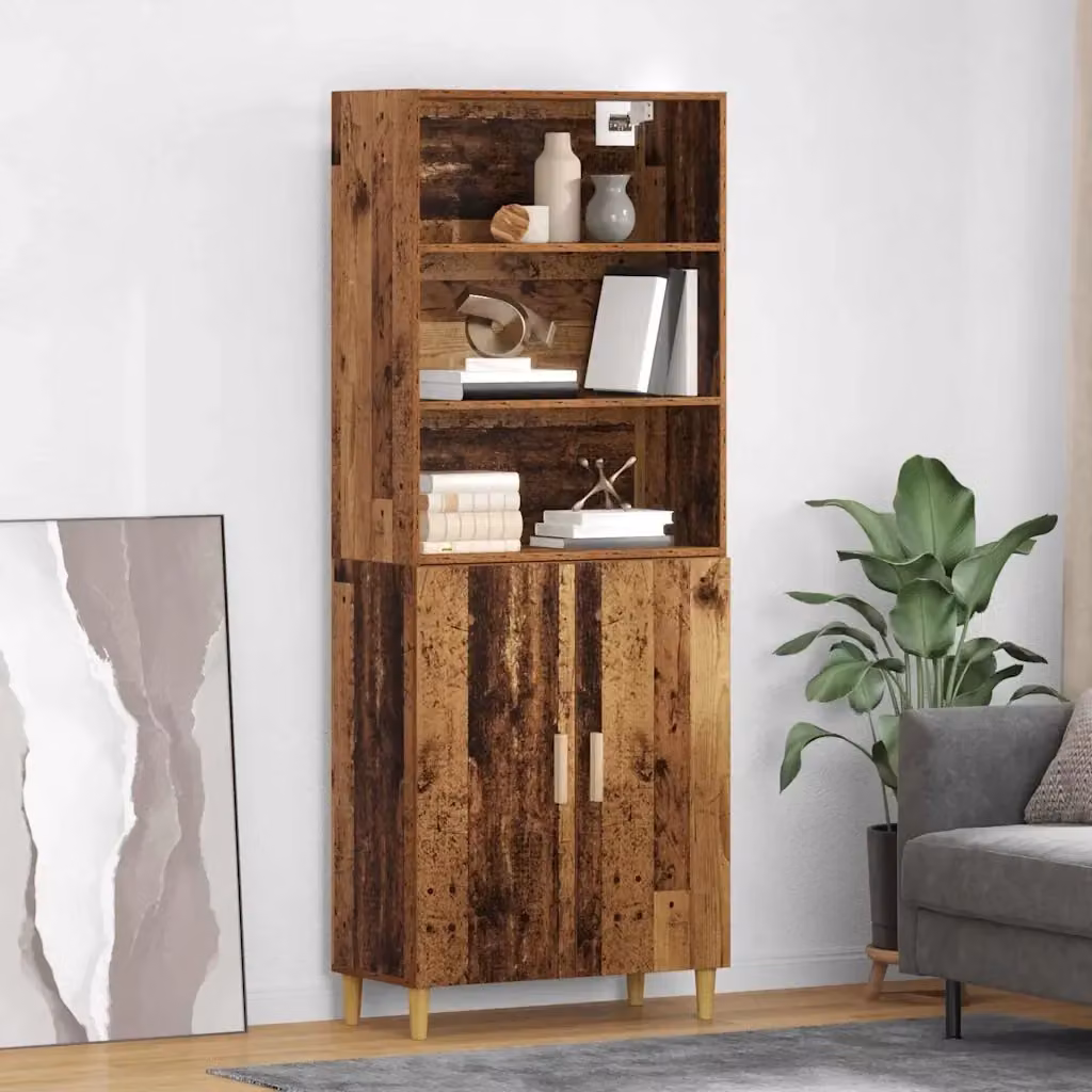 Credenza Buffet in Legno Vecchio Marrone Design Moderno L: 69,5 cm, P: 32,5 cm, H: 180 cm – 2