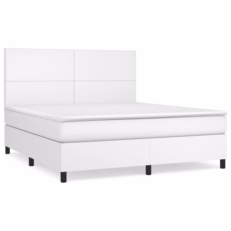Giroletto a Molle con Materasso Bianco 160x200 cm in Pelle finta