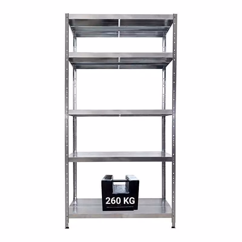 Scaffale in metallo MACISTE color argento con 5 ripiani regolabili L/P/H: 120 x 60 x 195 cm – 2