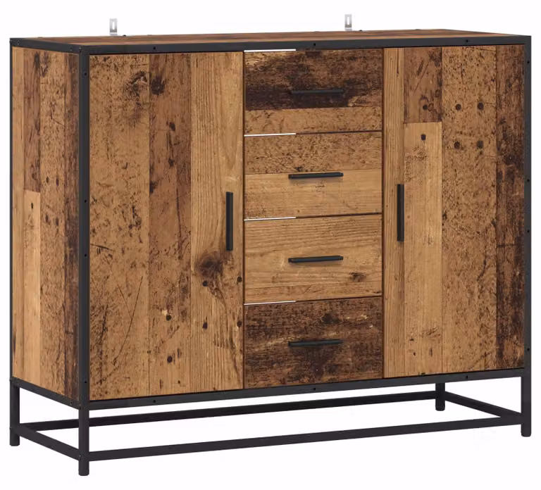 Mobile contenitore in legno di quercia, dimensioni 92 x 35 x 76 cm, realizzato in materiale composito di legno