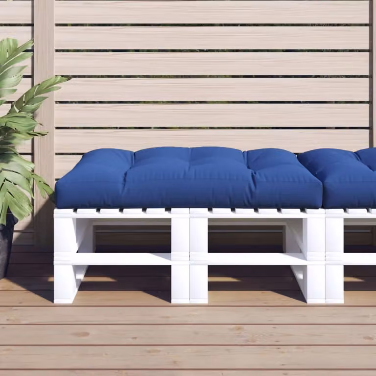 Cuscino per Pallet vidaXL Blu, L 120 cm x P 80 cm x H 12 cm, in Tessuto Idrorepellente e Resistente ai Raggi UV