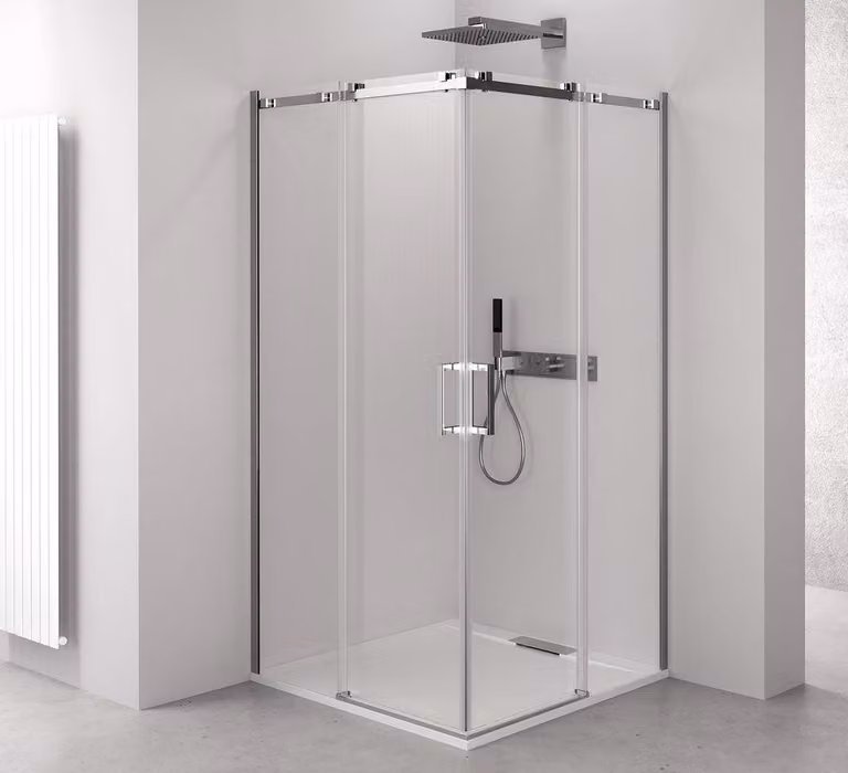 Polysan THRON SQUARE Cabina doccia rettangolare con ingresso ad angolo 1200x900 mm, rotelle quadrate, ingresso ad angolo