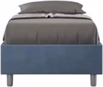 Letto singolo contenitore imbottito 80x210 microfibra blu Azelia