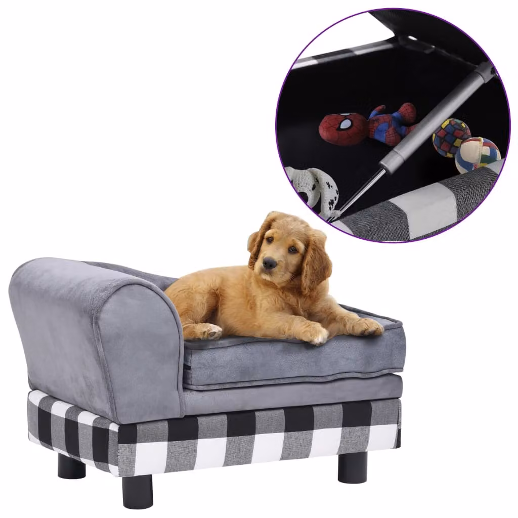 The Living Store Divano per cani grigio 57x34x36 cm in peluche