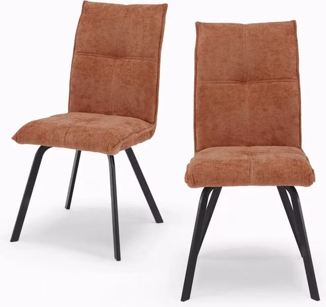 Set di 2 sedie imbottite Redokasa LETIZIA per sala da pranzo e soggiorno, design moderno con gambe in metallo e rivestimento in tessuto beige