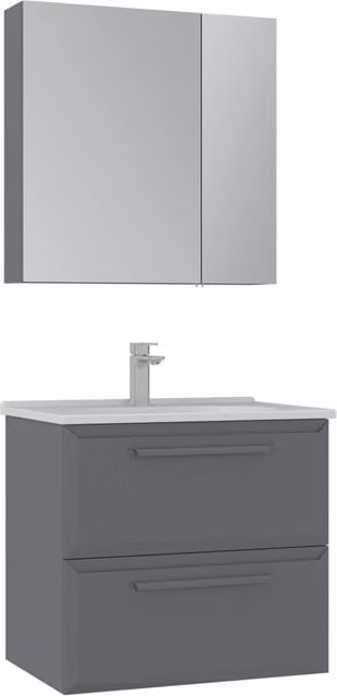 Set mobile lavabo con specchio Nuvola 65 v2 HANAH HOME Grigio L: 65 cm, P: 50 cm, H: 62 cm – 1