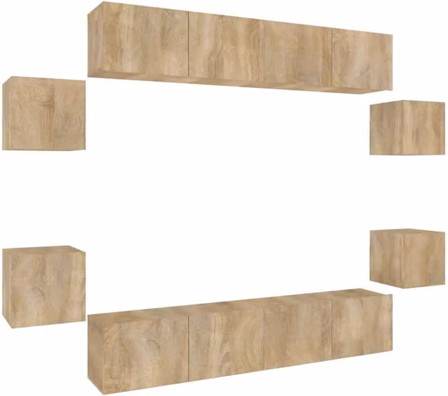 Set Mobili Porta TV 8pz | Armadietto TV | Mobile Porta TV Rovere Sonoma in Legno Multistrato