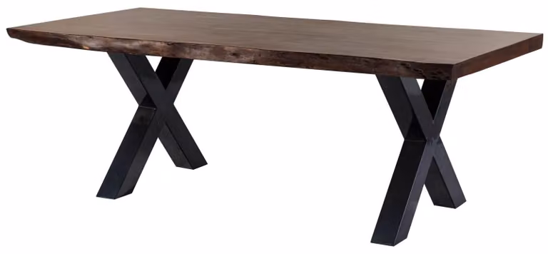 MASSIVMOEBEL24 | Tavolo da pranzo in legno acacia - laccato marone / ferro X - antracite lucido 220x90x77 FREEFORM 5