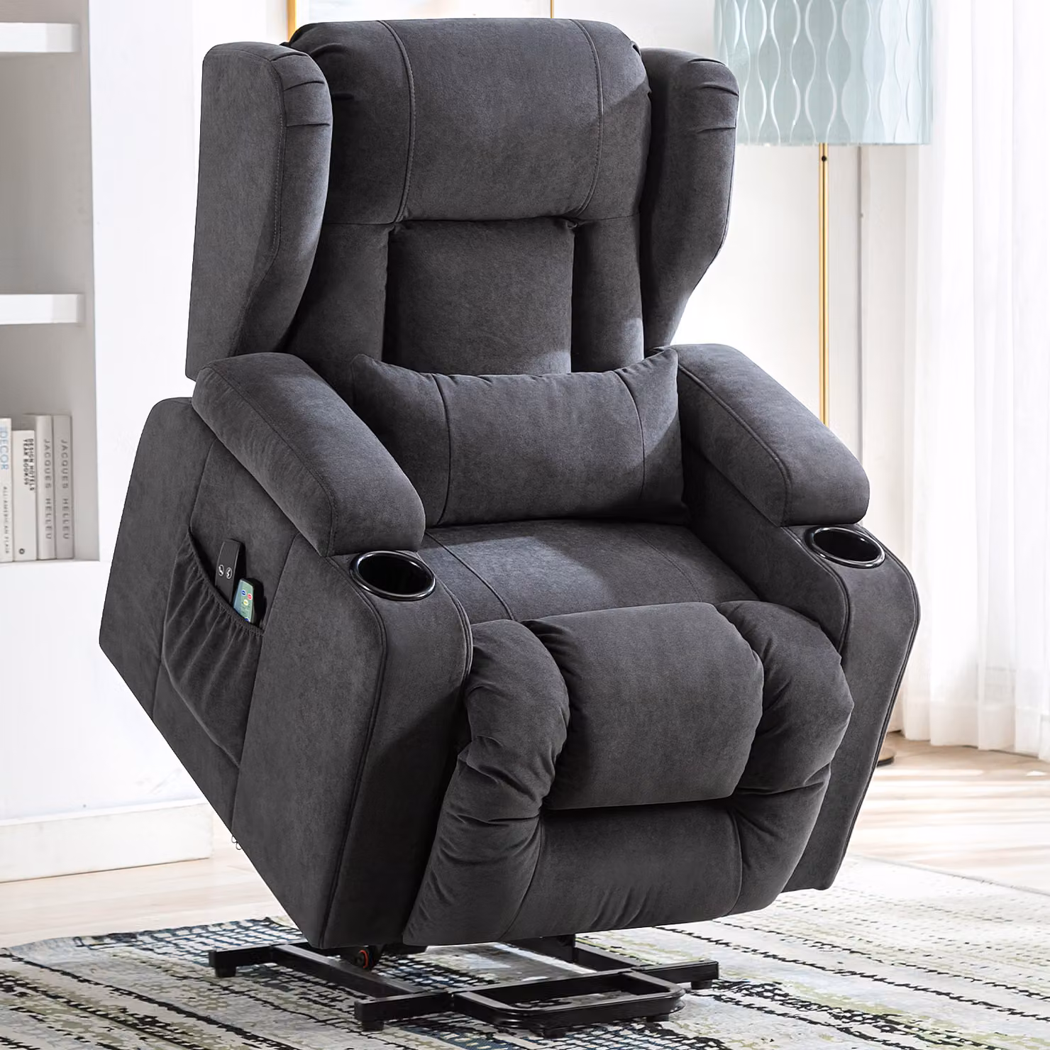 COMHOMA Poltrona rilassante poltrona massaggiante in piedi poltrona reclinabile TV con massaggio poltrona ergonomica connessione USB Superficie tessut