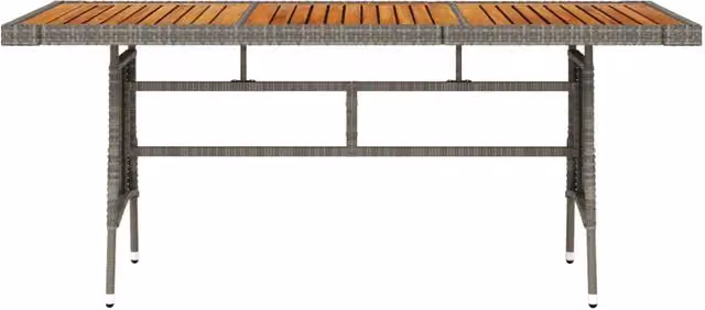 Tavolo da giardino rettangolare estensibile vidaXL in polyrattan e legno di acacia grigio L: 160 cm, P: 70 cm, H: 72 cm