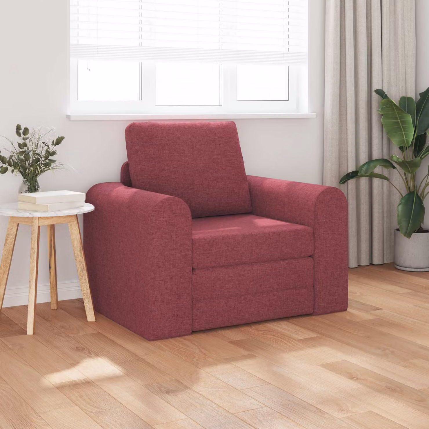 Divano letto vidaXL in tessuto rosso, design minimalista, L: 98 cm, P: 71 cm, H: 83 cm